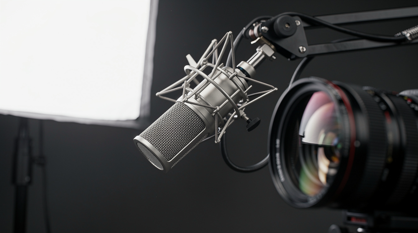 Professional studio lighting and microphone equipment ready for filming